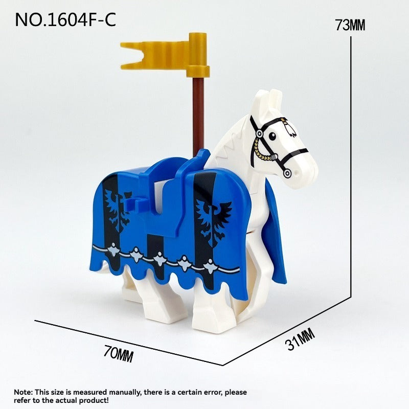 Medieval Black Eagle Decorated Warhorse Minifigure Animal Toy 1604fc