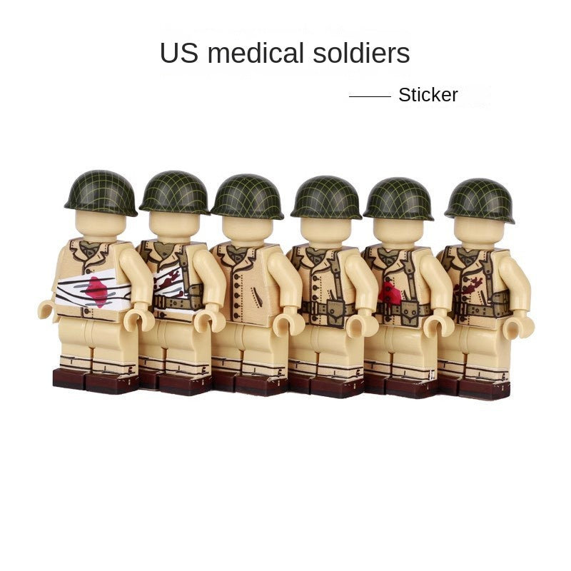 WWII US Army Field Medic Sticker Printed Building Block Character Single Pack