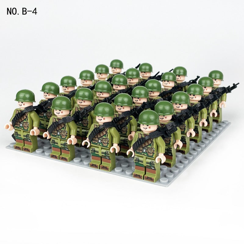 Cross-Nation WW2 Military Block Minifigures | 24 US Army Soldier Figures