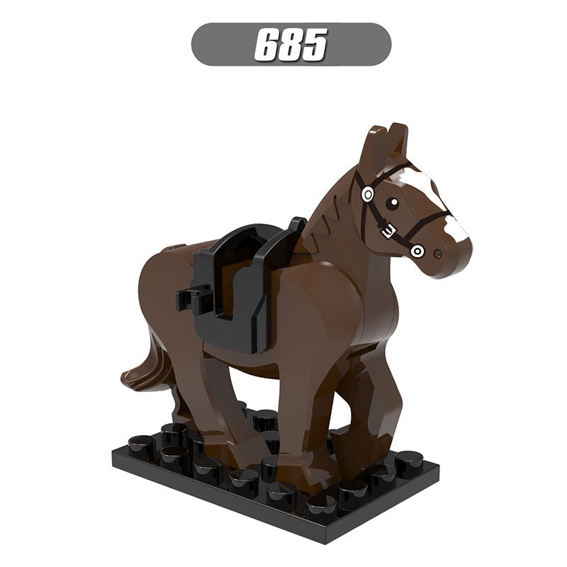 European Medieval Knight Warhorse Block Minifigure Animal Model 685
