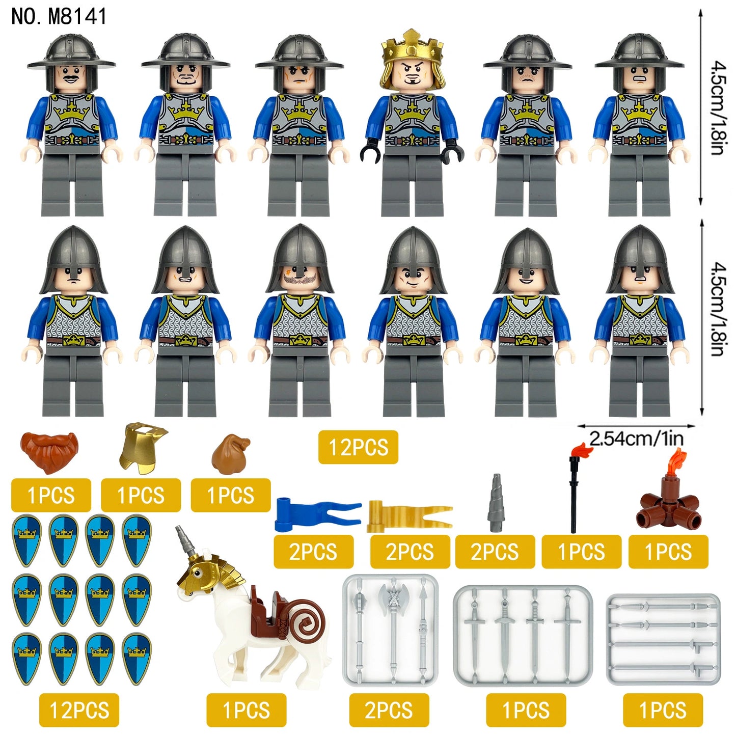 Medieval Soldier Set Minifigures M8141 Compatible With Lego