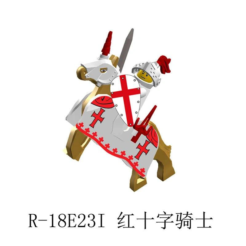 Sword and Shield Knight With War Horse Minifigures AX9851-R Compatible With Lego