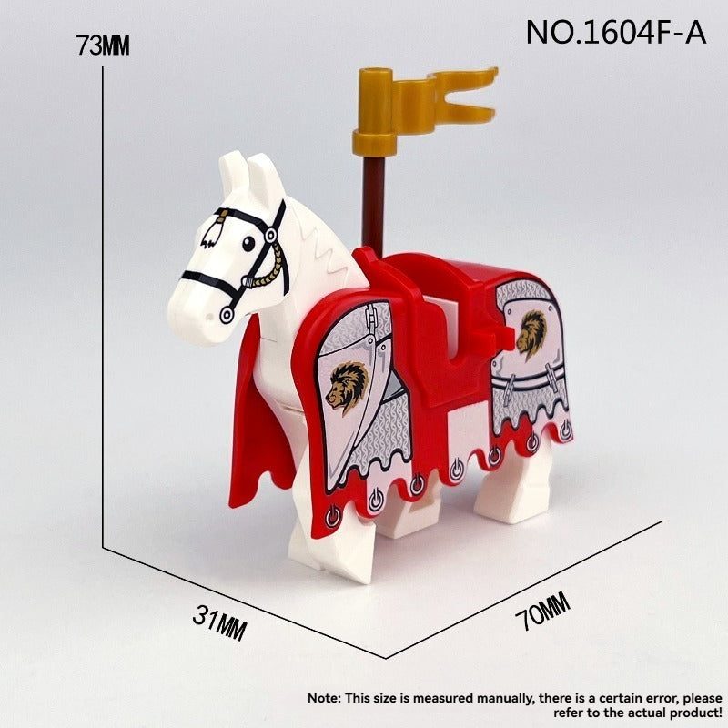 Medieval Blue Lion Armored Warhorse Minifigure Accessory Figure 1604fa