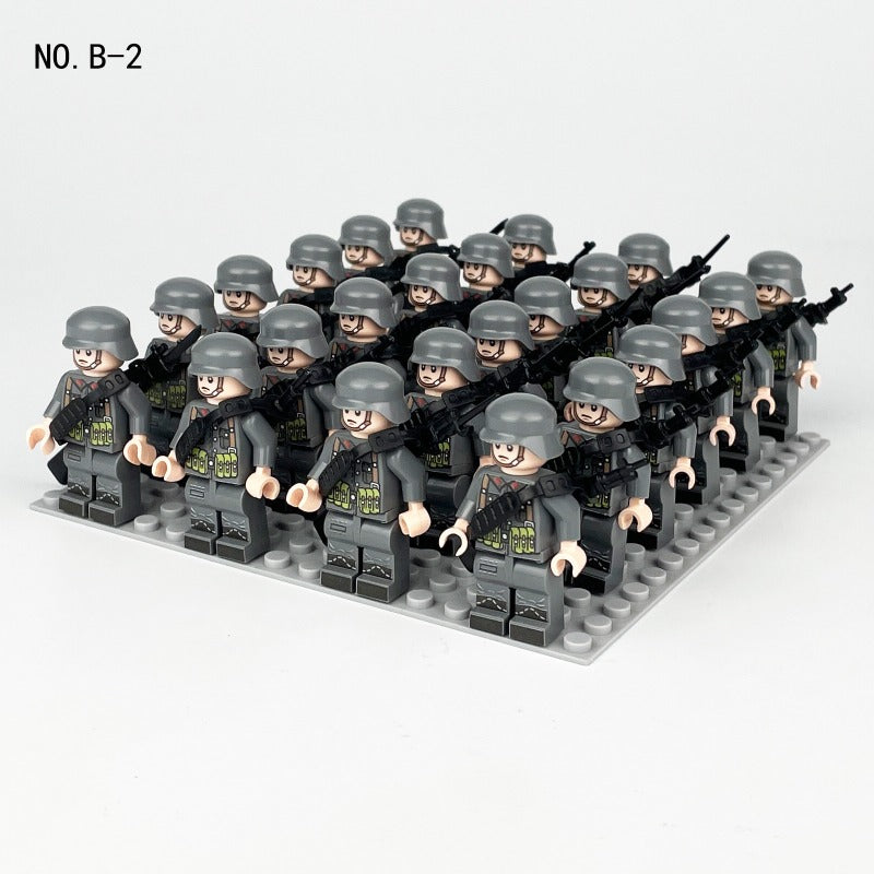 Multi-Country WW2 Trooper Block Figures | 24 German Army Minifigures