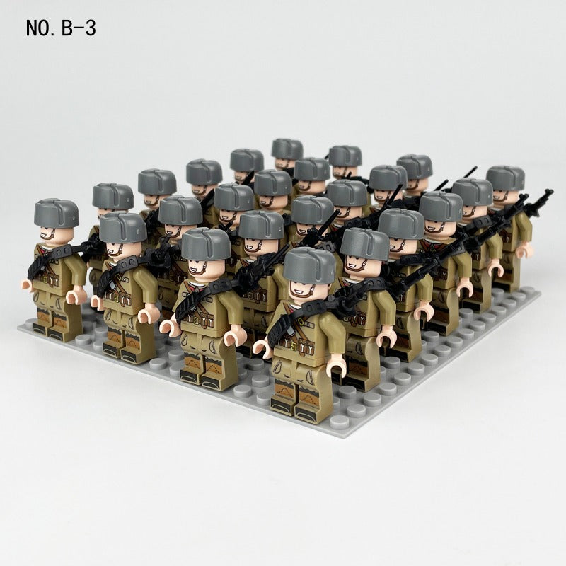 WWII Multi-Nation Phalanx Soldier Minifigures | 24 Soviet Infantry Troops