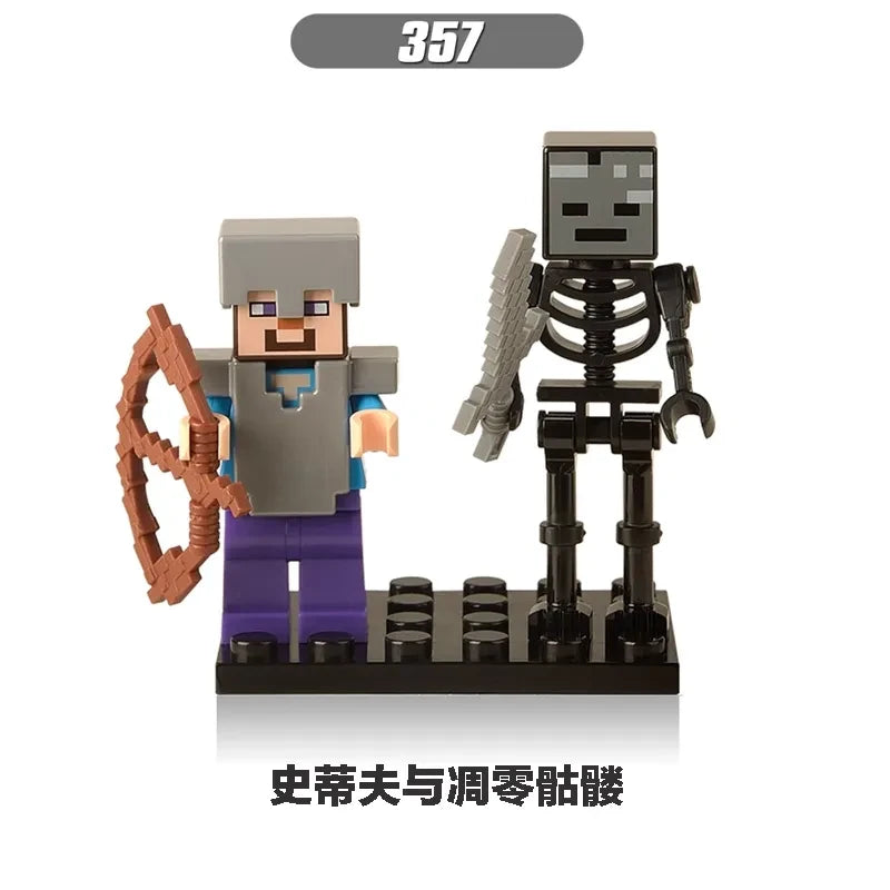 Steve in armour with Wither Skeleton Minifigures 357 Minecraft MiniFigure