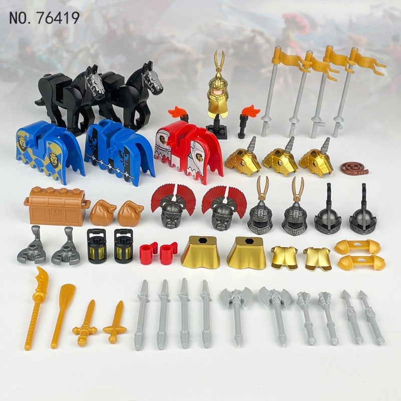 Medieval Battle Carriage & Full Weapon Accessory Kit for Minifigs Model 76419