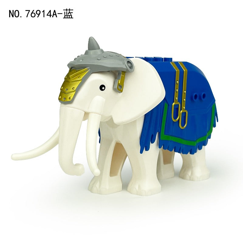 Persian Empire Battle Elephant Animal Minifigure Blue Robe Attire Model 76914a