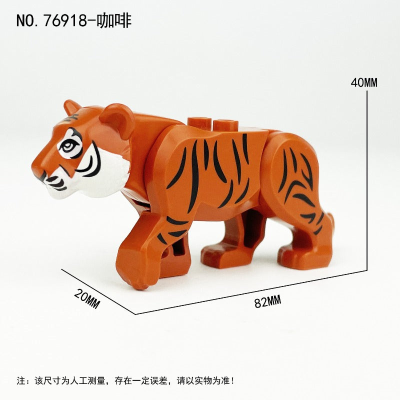 Wild Jungle Tiger Animal Compatible Block Minifigure Dark Brown Fur Tone 76918