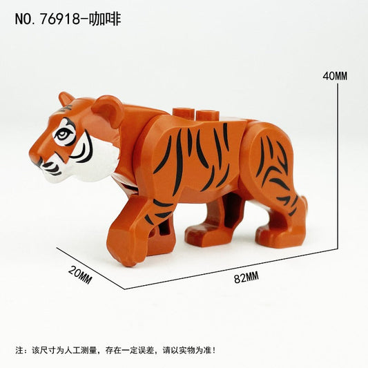 Wild Jungle Tiger Animal Compatible Block Minifigure Dark Brown Fur Tone 76918