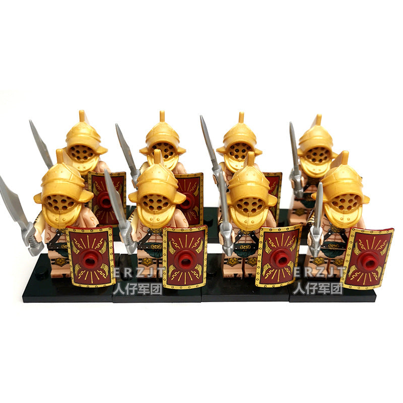 Roman Arena Gladiator Warrior Block Minifigure Set | 8 Gladiator Characters