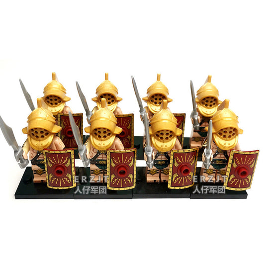 Roman Arena Gladiator Warrior Block Minifigure Set | 8 Gladiator Characters