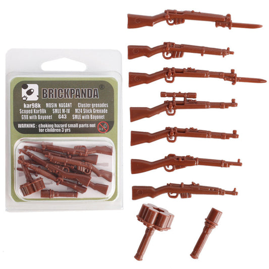 WWII Military Dual-Tone Weapon Accessory Pack for Soldier Minifigures Gun Parts