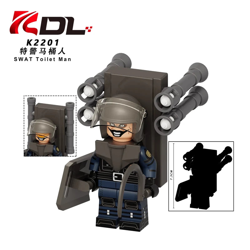 SWAT Mutant Skibidi Toilet K2201 Minifigures Movies and TV Minifigure