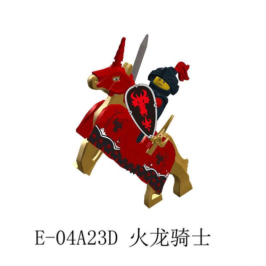 Sword and Shield Knight With War Horse Minifigures AX9851-E Compatible With Lego