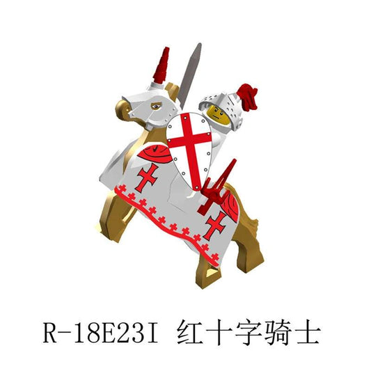 Sword and Shield Knight With War Horse Minifigures AX9851-R Compatible With Lego