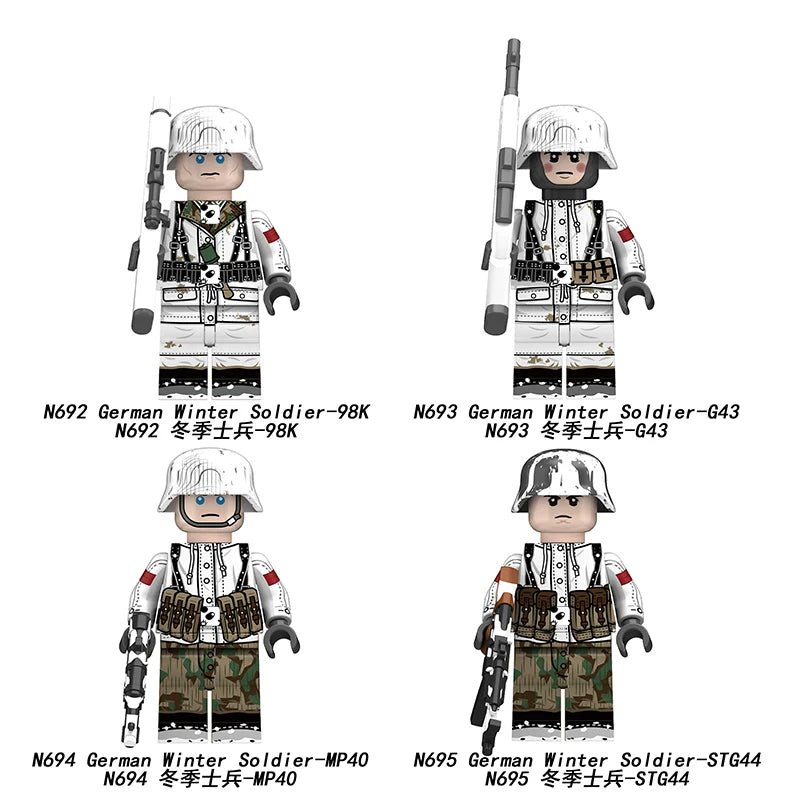 WWII German Winter Soldier Minifigures Set N692+N693+N694+N695
