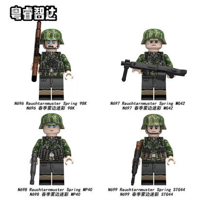 Spring Smoke Military Minifigures Set N696-N699 | WWII German Army Camouflage Soldiers