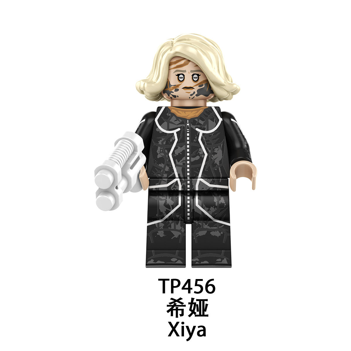 TP456 Xiya custom minifigures: With golden hair, wearing black top